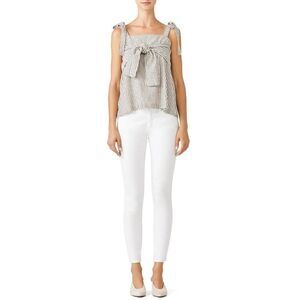 Moon River Striped Cropped Top Grey Sleeveless Size XS